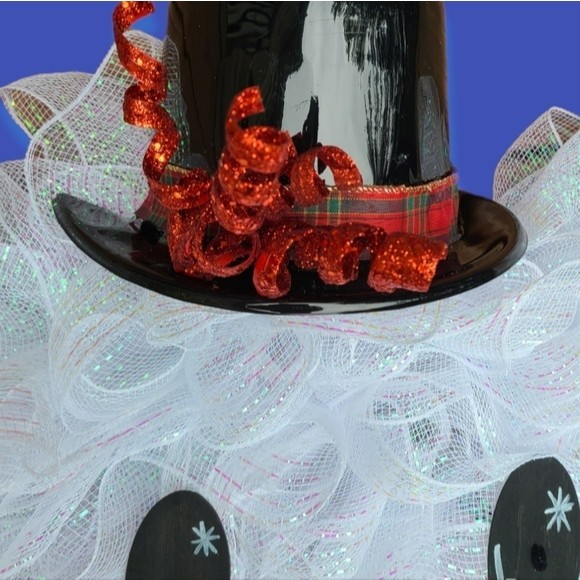 ☃️❄️ HANDMADE DECO MESH SNOWMAN FACE WREATH WINTER - Picture 4 of 4